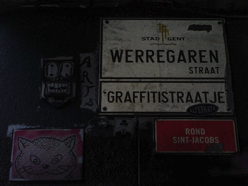 Street signs on Ghent's Graffitistraatje, a highlight of any weekend in Belgium!