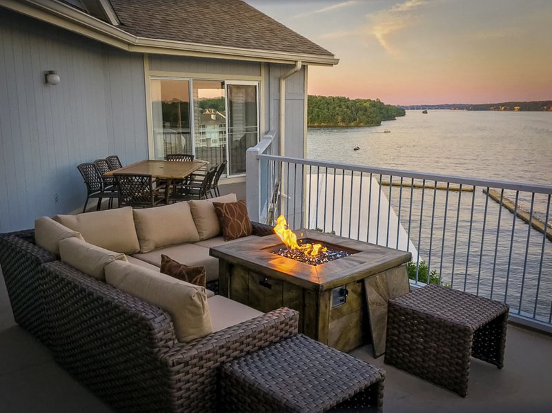 Private deck with lake views.