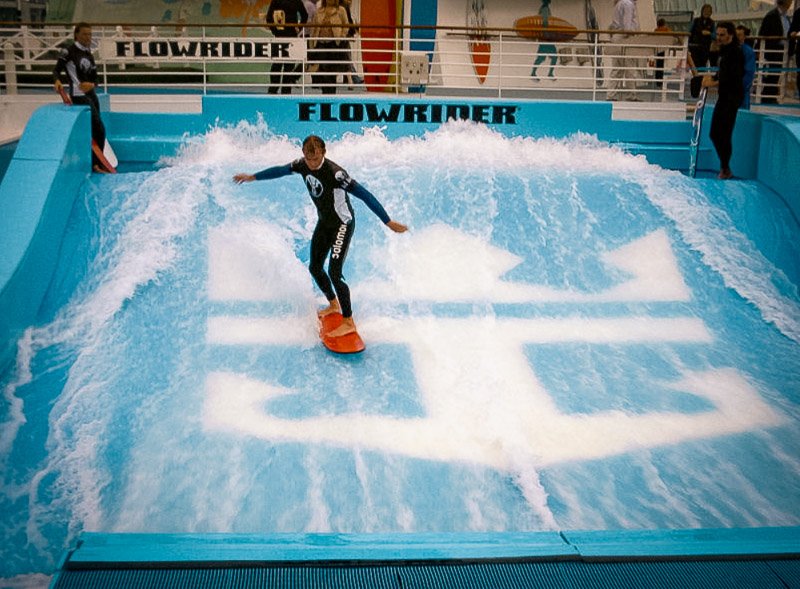 FlowRiders are popular amenities aboard Royal Caribbean ships.